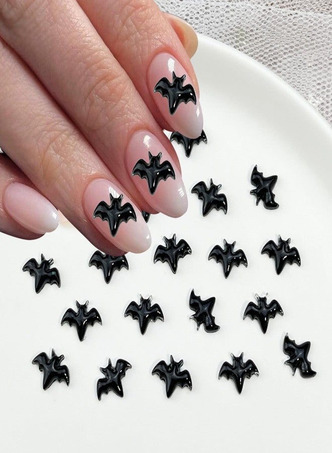 SILPECWEE 120Pcs Halloween Nail Charms Bat Nail Charm and Gems 3D Resin Black Bats Nail Stud Halloween Bat Charms for Nails Design DIY Decoration for Acrylic Nail Art Supplies - Image 5